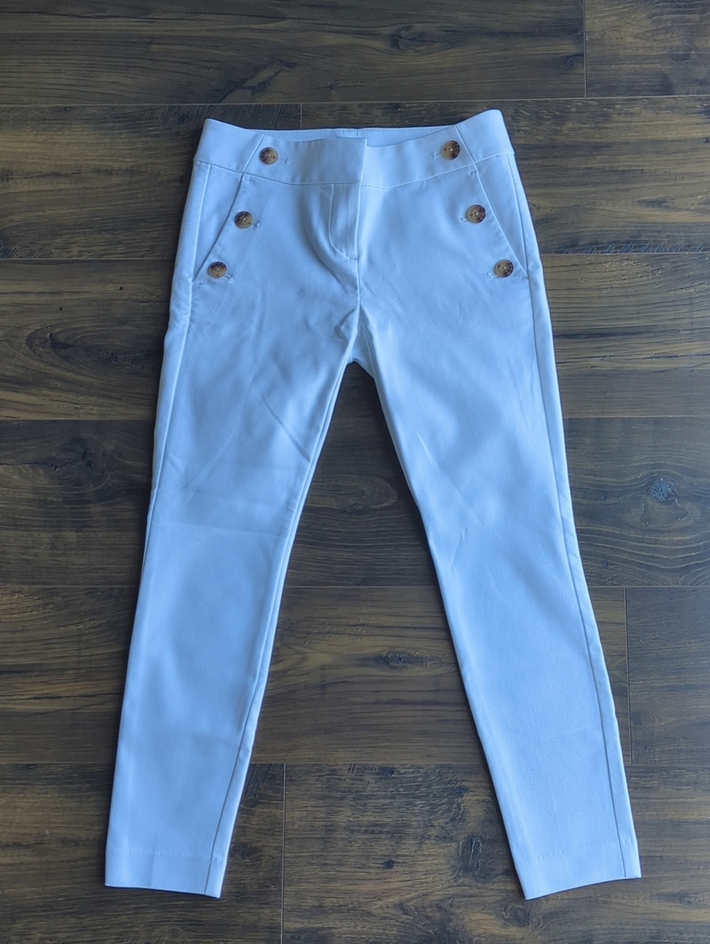 White Sailor Button Skinny Pants